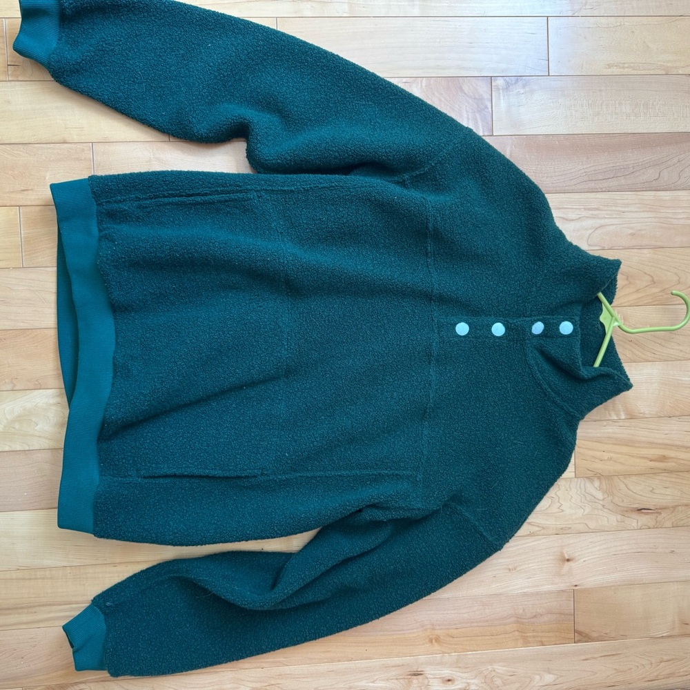 Outdoor Voices Teal Button-Up Cowl Sweater